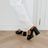 Black Knotted Block Heels