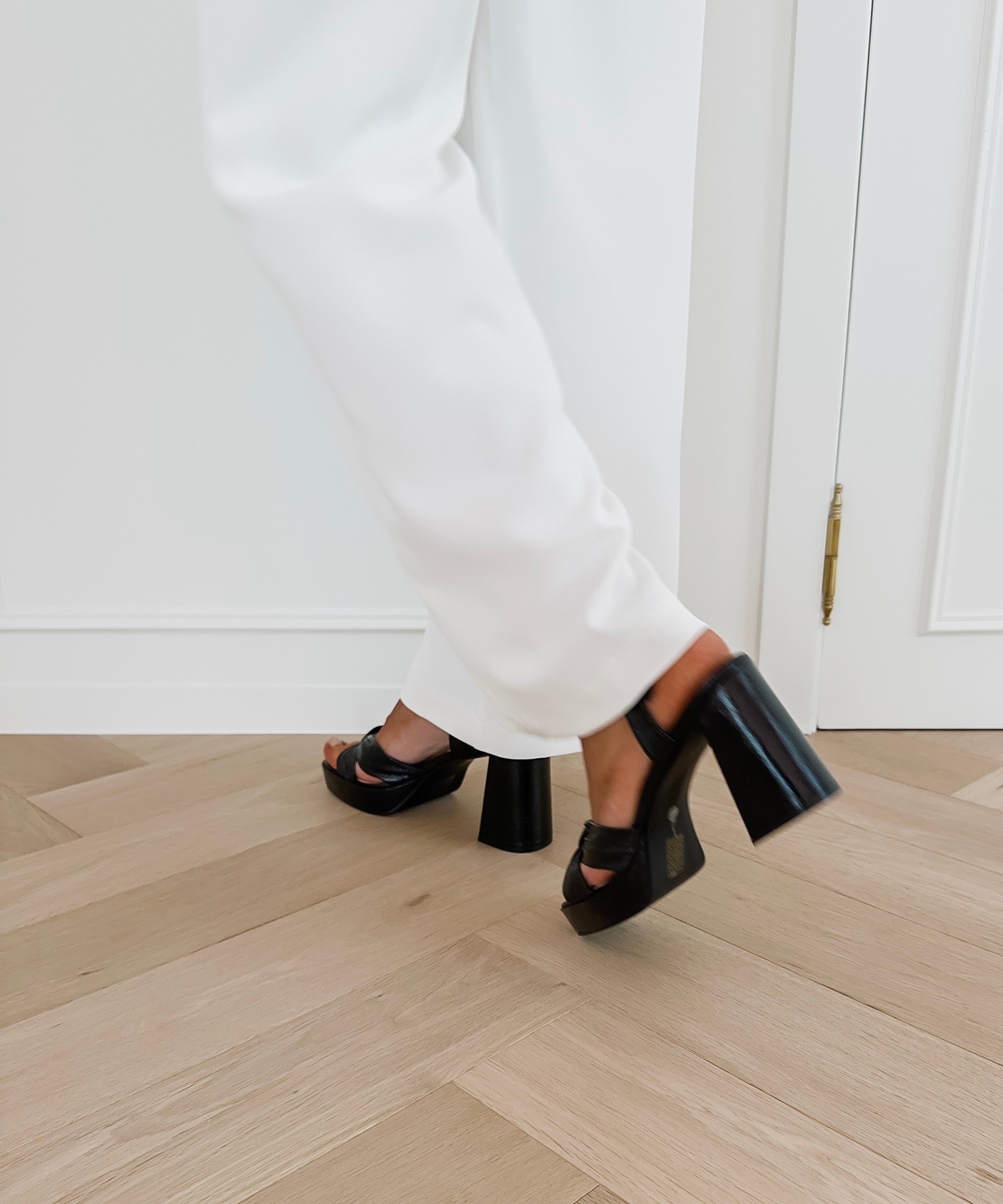 Black Knotted Block Heels