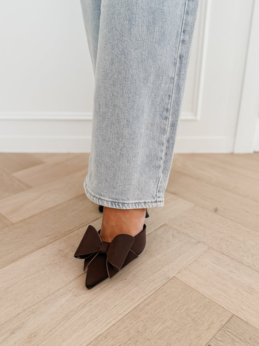 Dark Brown Bow Sienna Heels