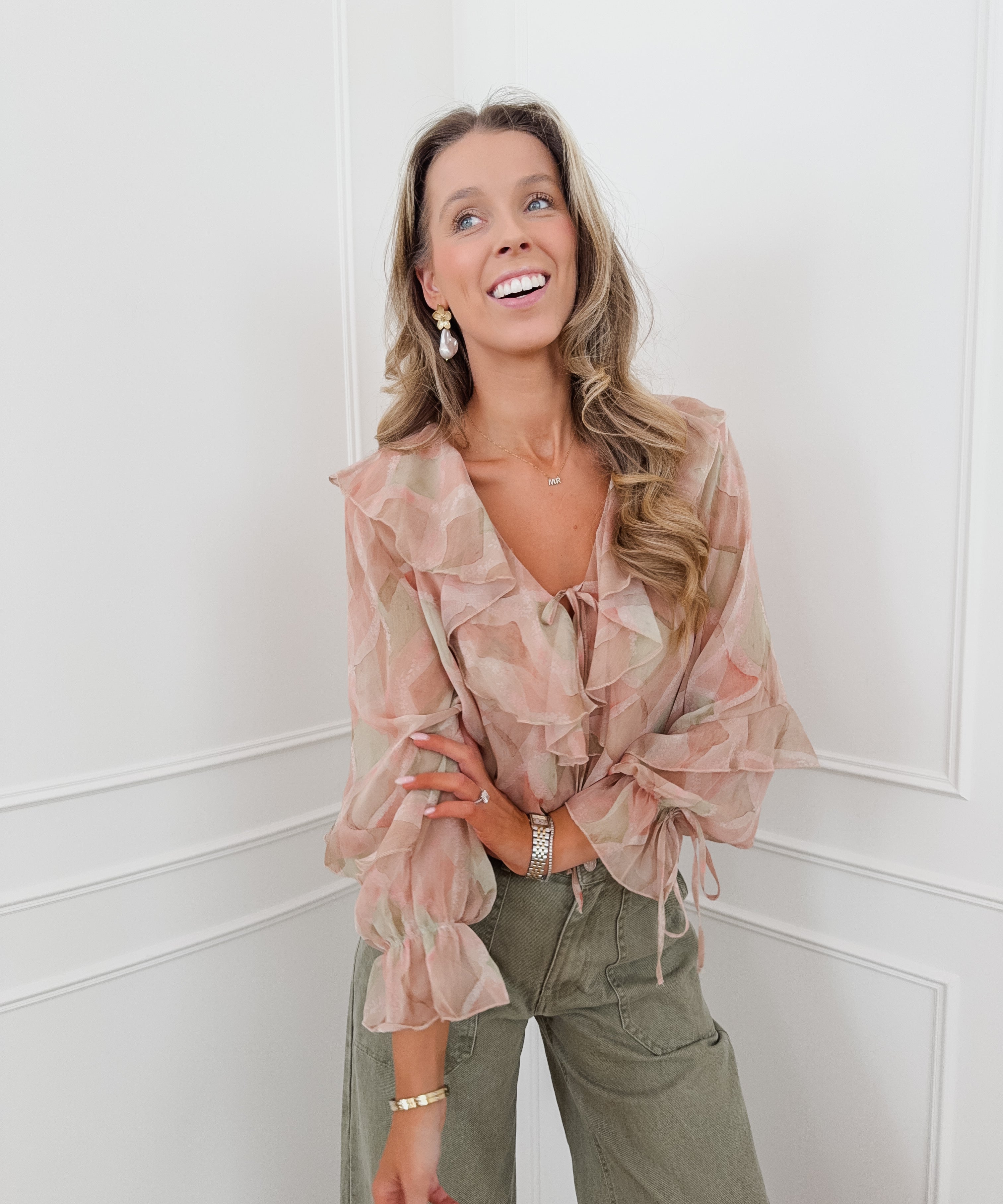 Multicolor Ruffle Eleane Blouse