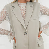 Sage Green Long Sleeve Lace Top
