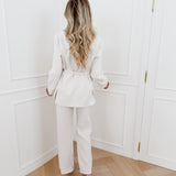Beige Linen Long Sleeve Blazer