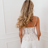 Nude White Pearl Straps Top