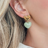 Green Heart  Earrings