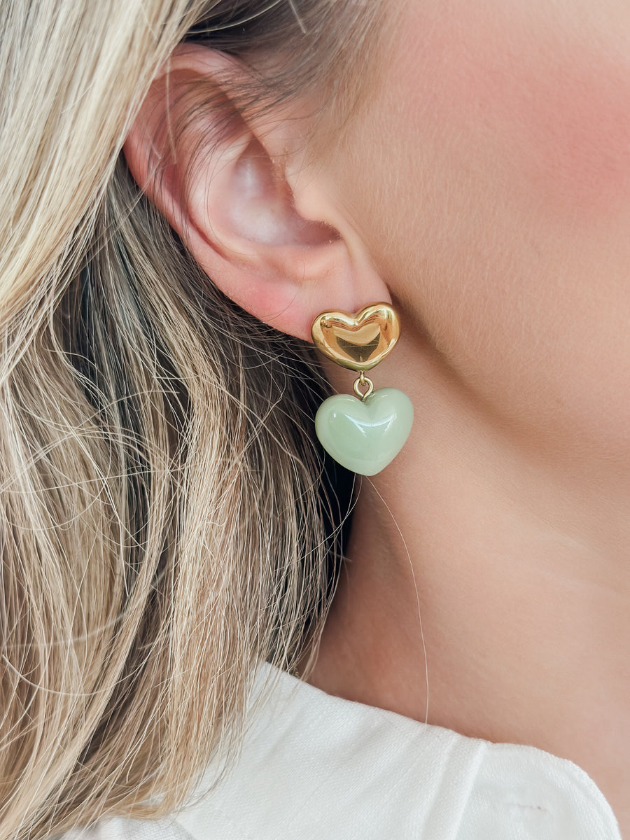Green Heart  Earrings
