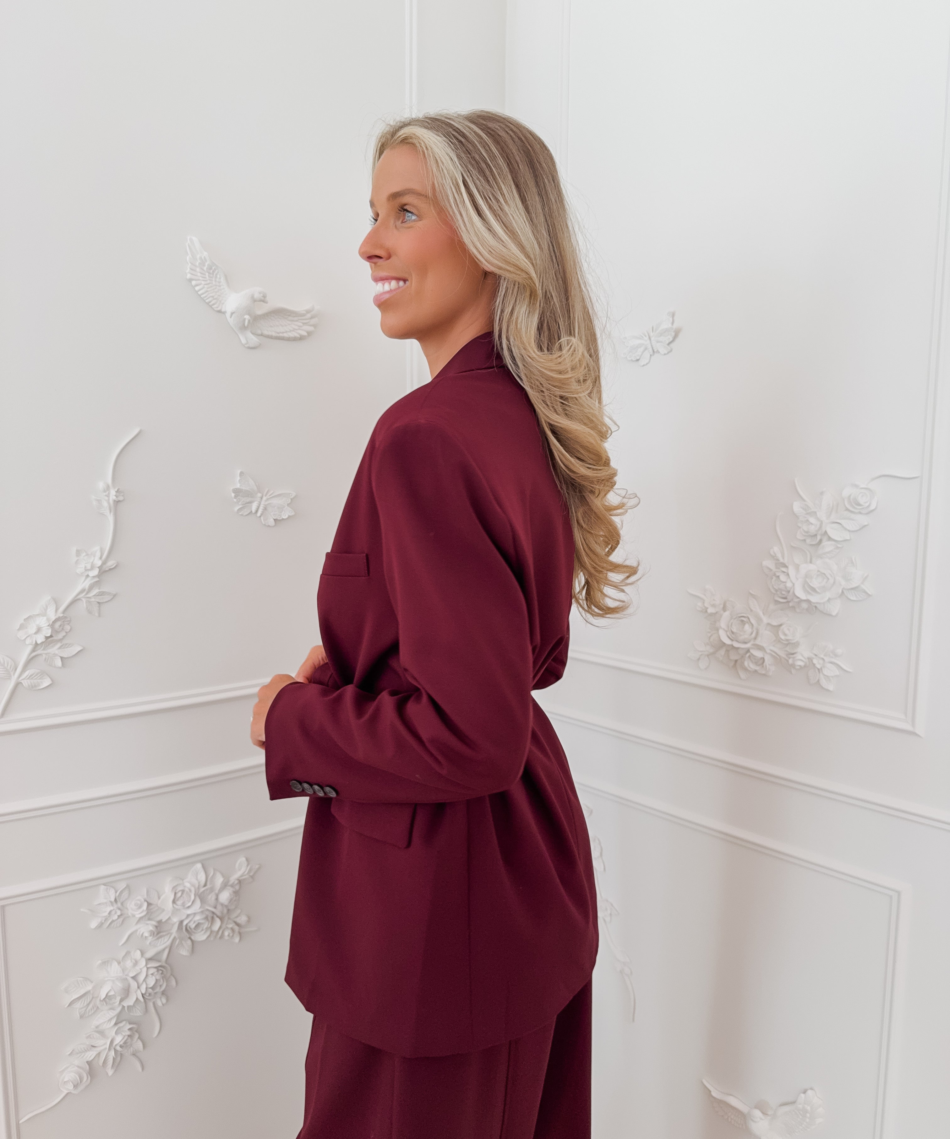 Burgundy Aiden Belt Blazer