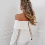 Cream Francene Off Shoulder Blazer