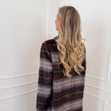 Brown Blue Jeanne Long Coat