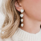 Four Creamy Heart Earrings