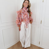 White Alaina Pleated Trouser