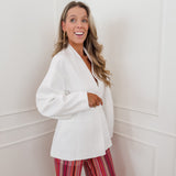 White Louelle Balloon Sleeve Blazer