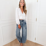 White Open Back Broderie Blouse