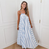White BLUE Sunny Striped Dress