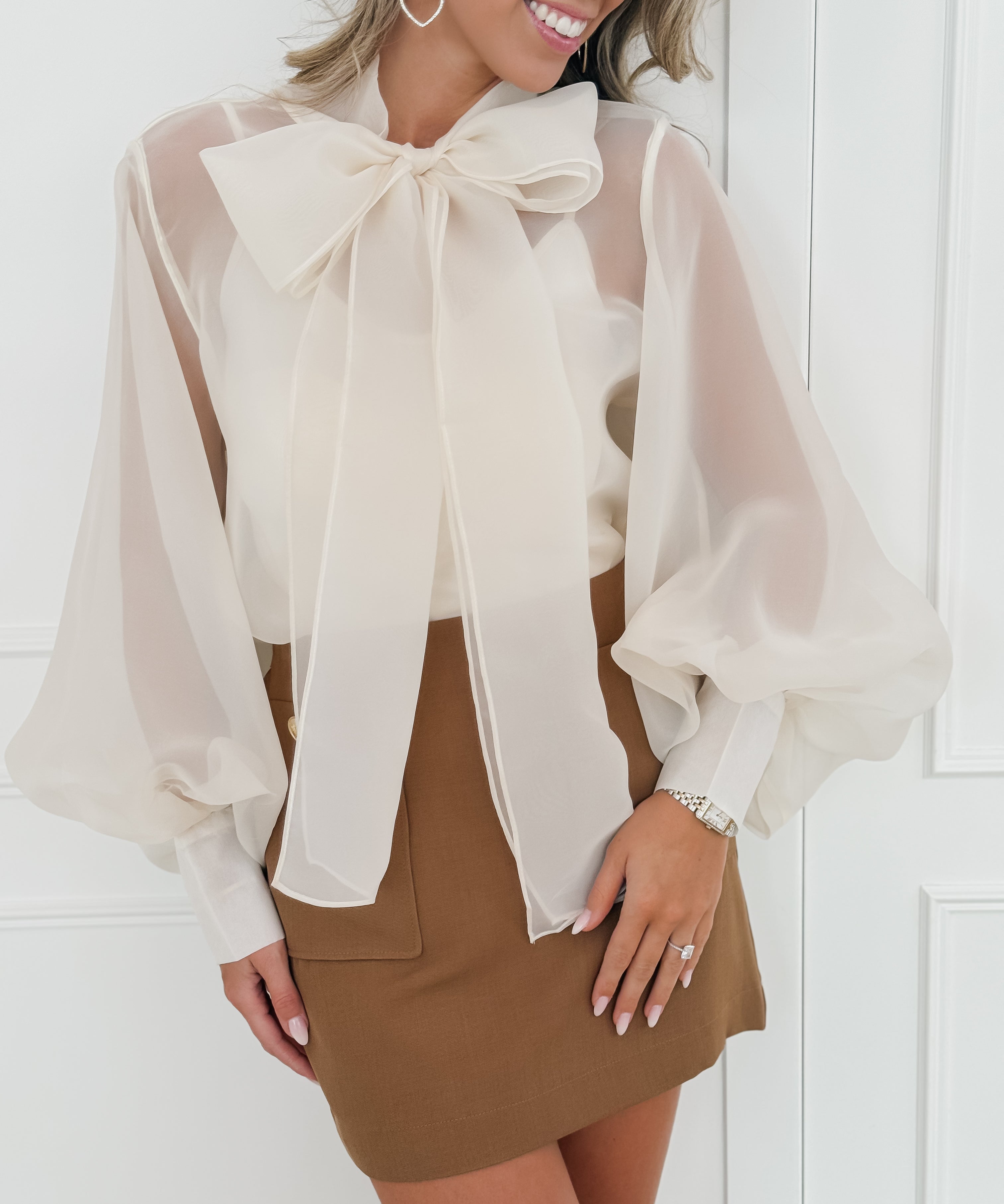 Vanilla Maxine Bow Blouse