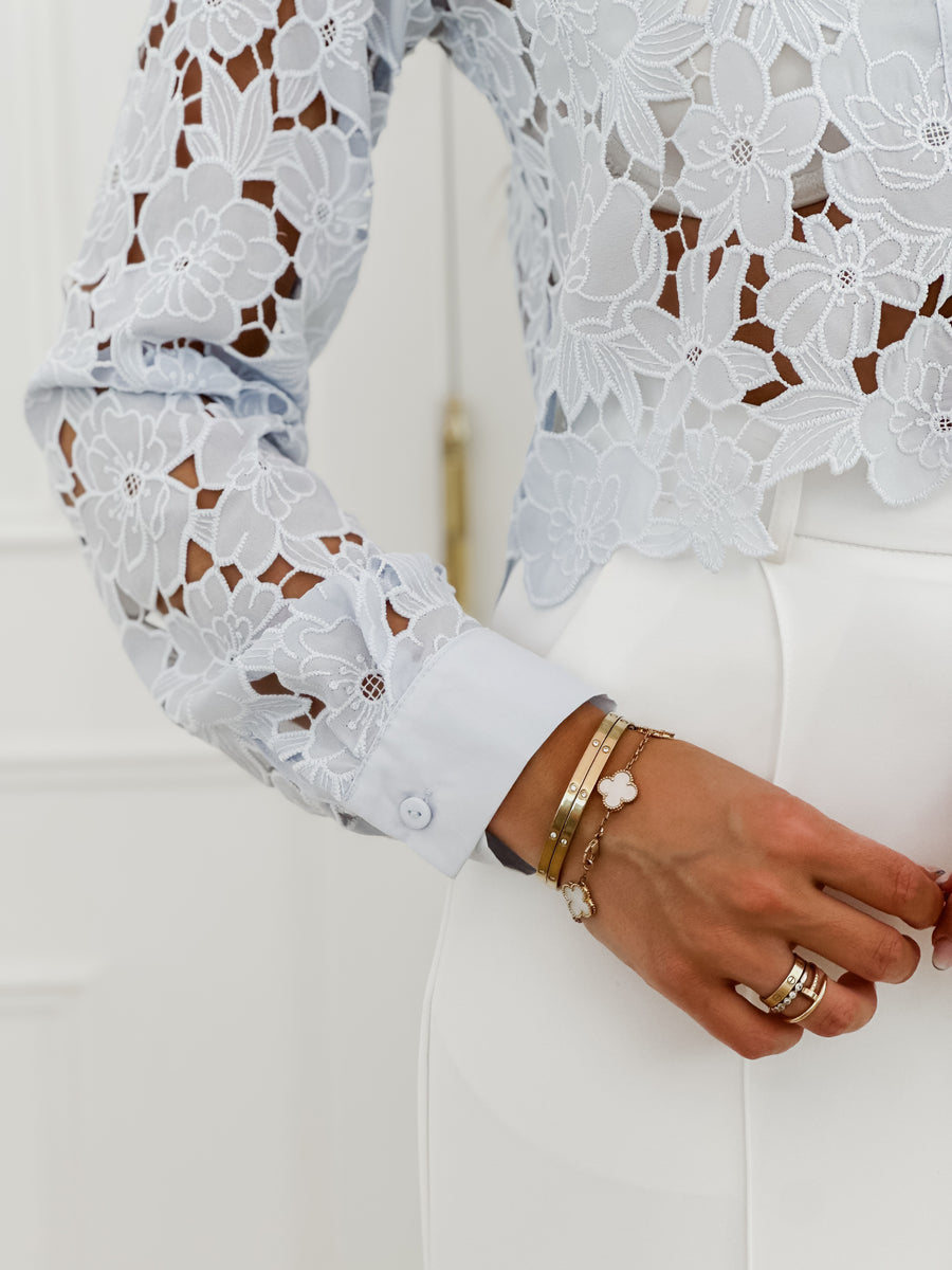 Blue Flower Lace Blouse
