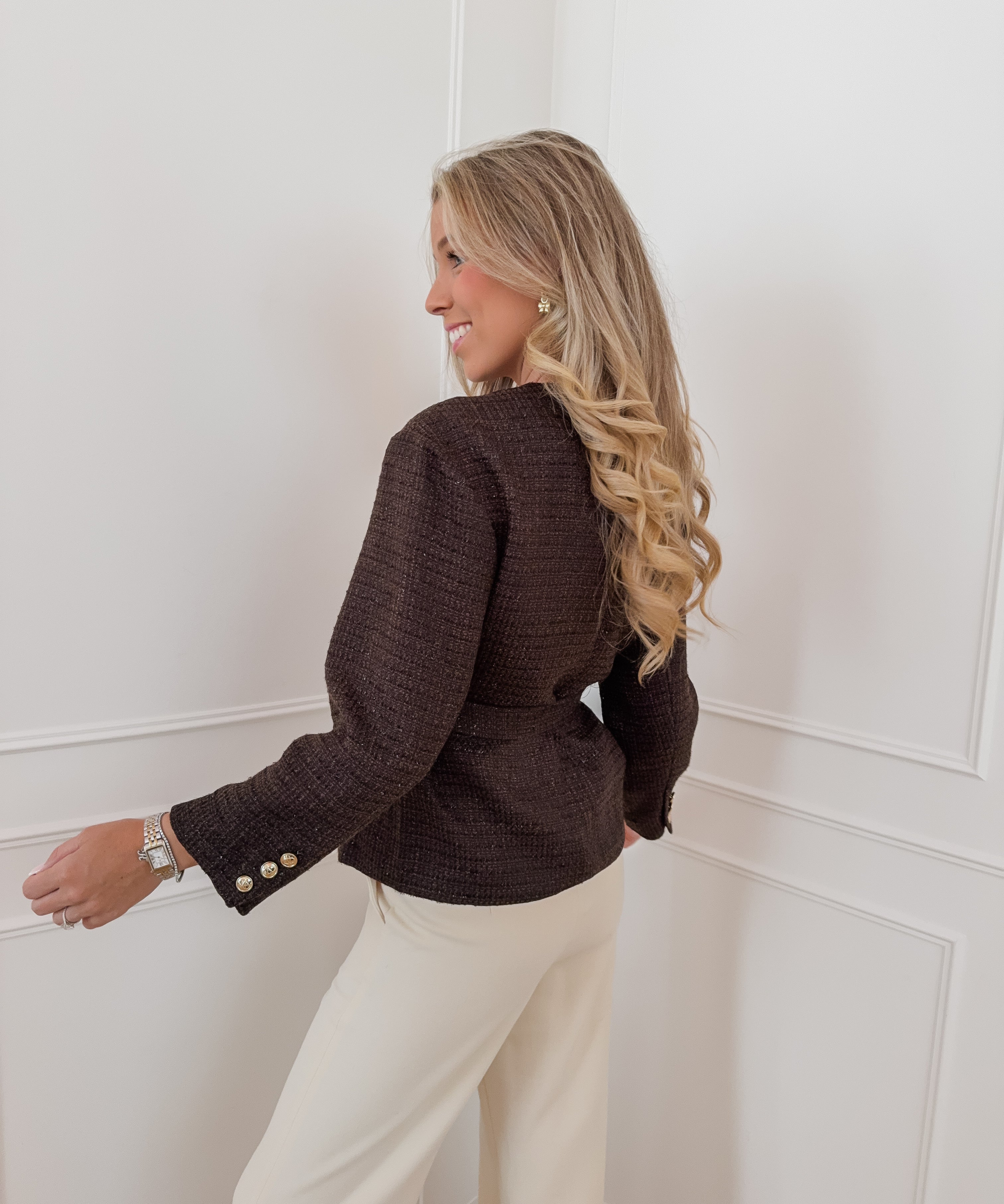 Dark Brown Florina Tweed Jacket