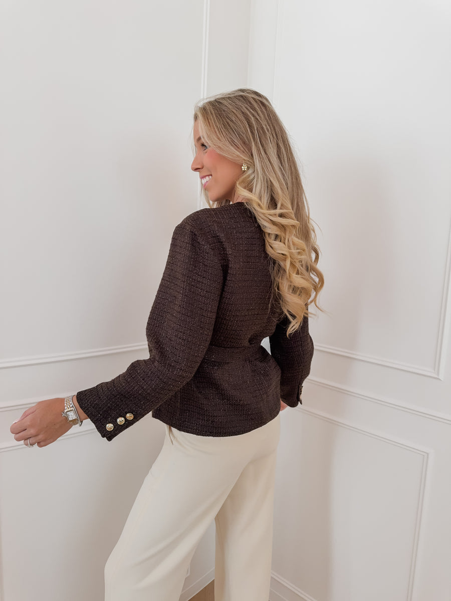 Dark Brown Florina Tweed Jacket