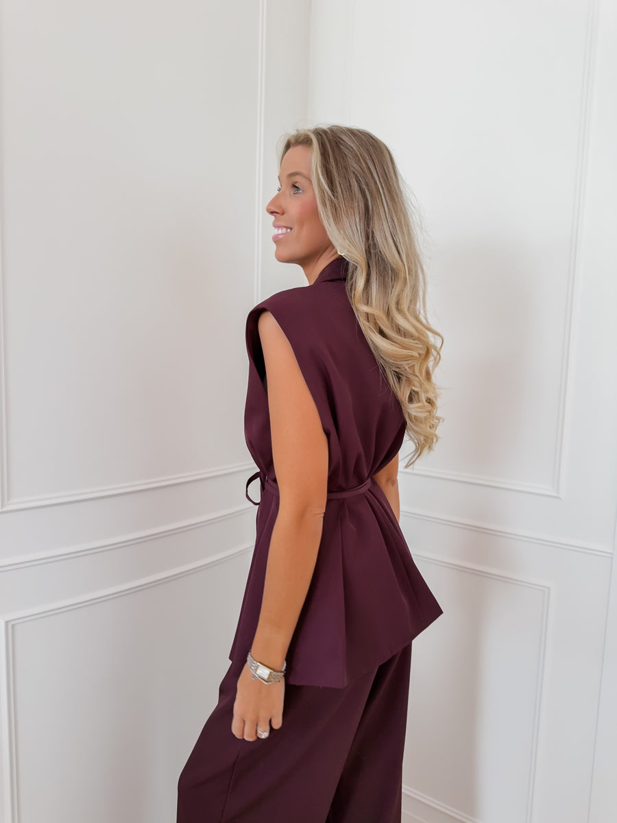 PRE ORDER Bordeaux Sleeveless Jasmine Blazer