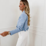Blue Bow Cropped Edge Blazer