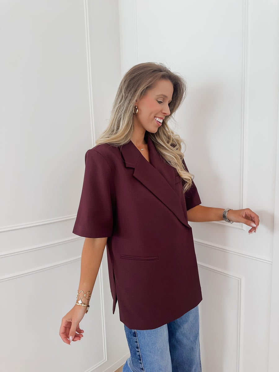 PRE ORDER Burgundy Short Sleeve Julia Blazer