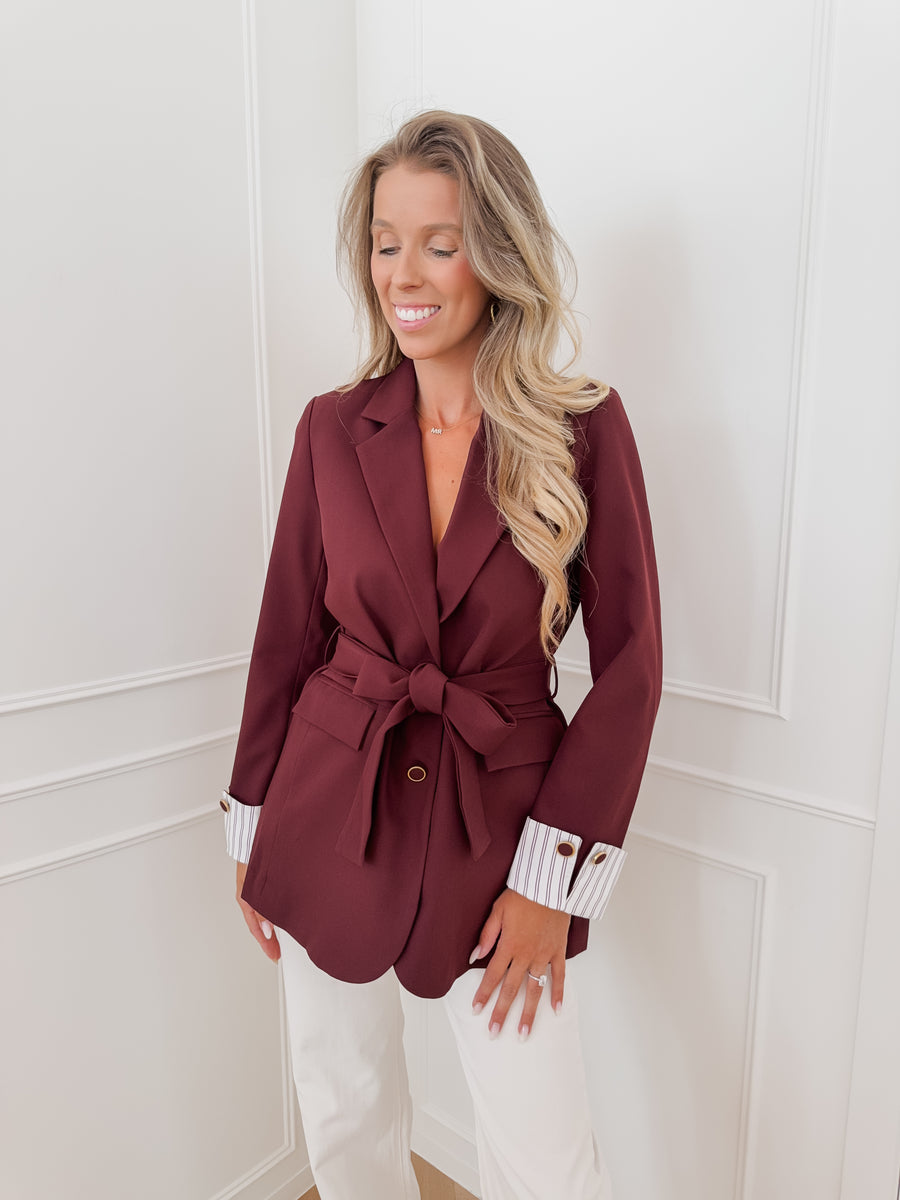 Bordeaux Sleeve Detail Blazer