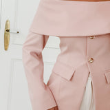 Light Pink Francene Off Shoulder Blazer
