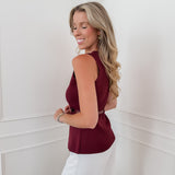 Burgundy Leyla Belt Top