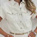 Ecru Short Sleeve Ruby Jumpsuit