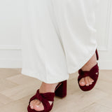 Wine Red Suede Knotted Heels