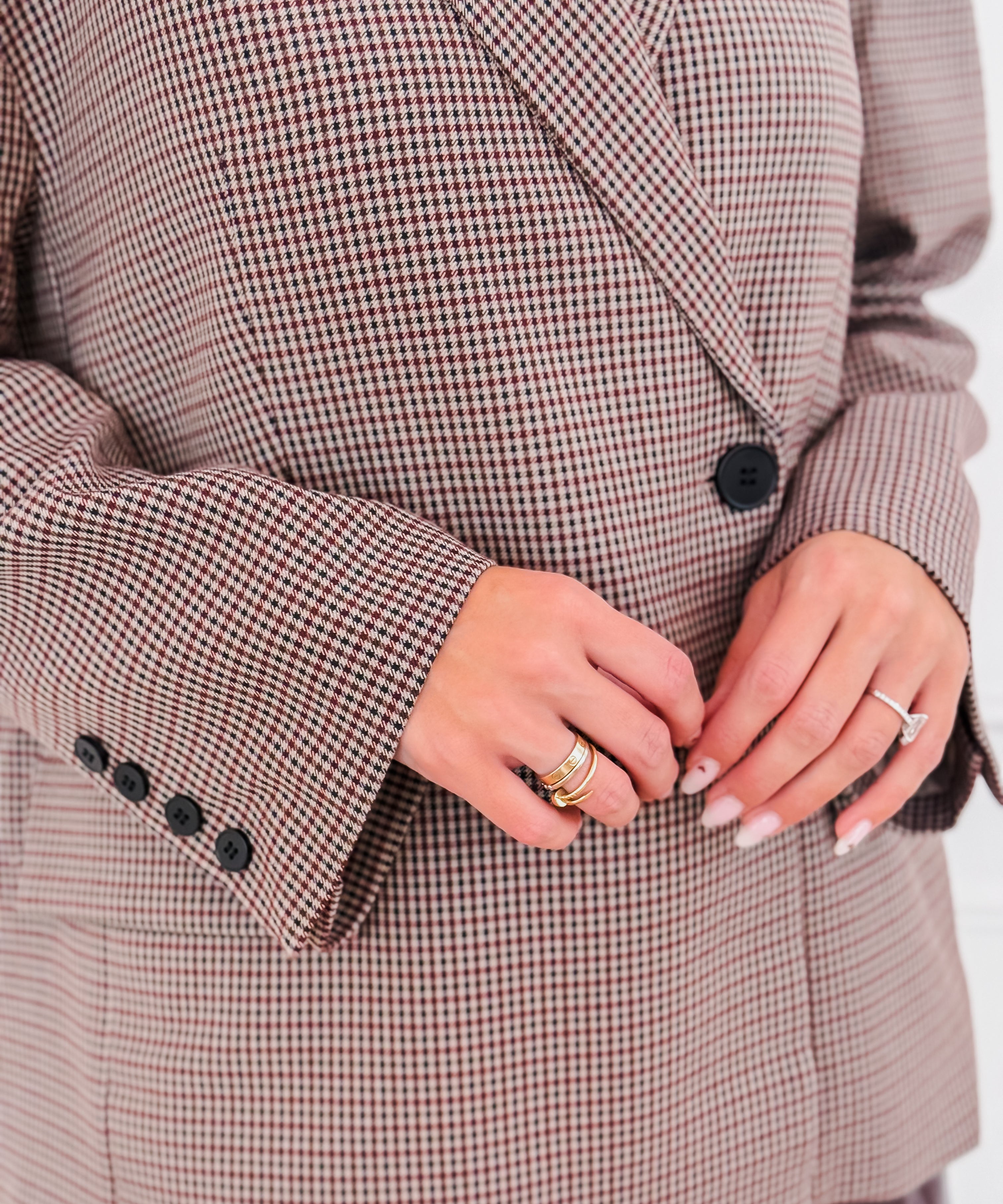 Burgundy Pied-De-Poule Payton Blazer
