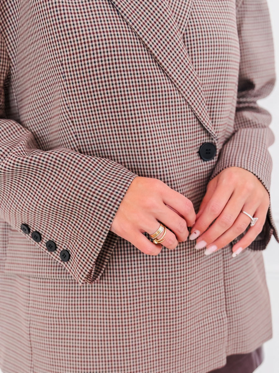 Burgundy Pied-De-Poule Payton Blazer