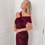 Burgundy Cecilia Velvet Sequin Dress
