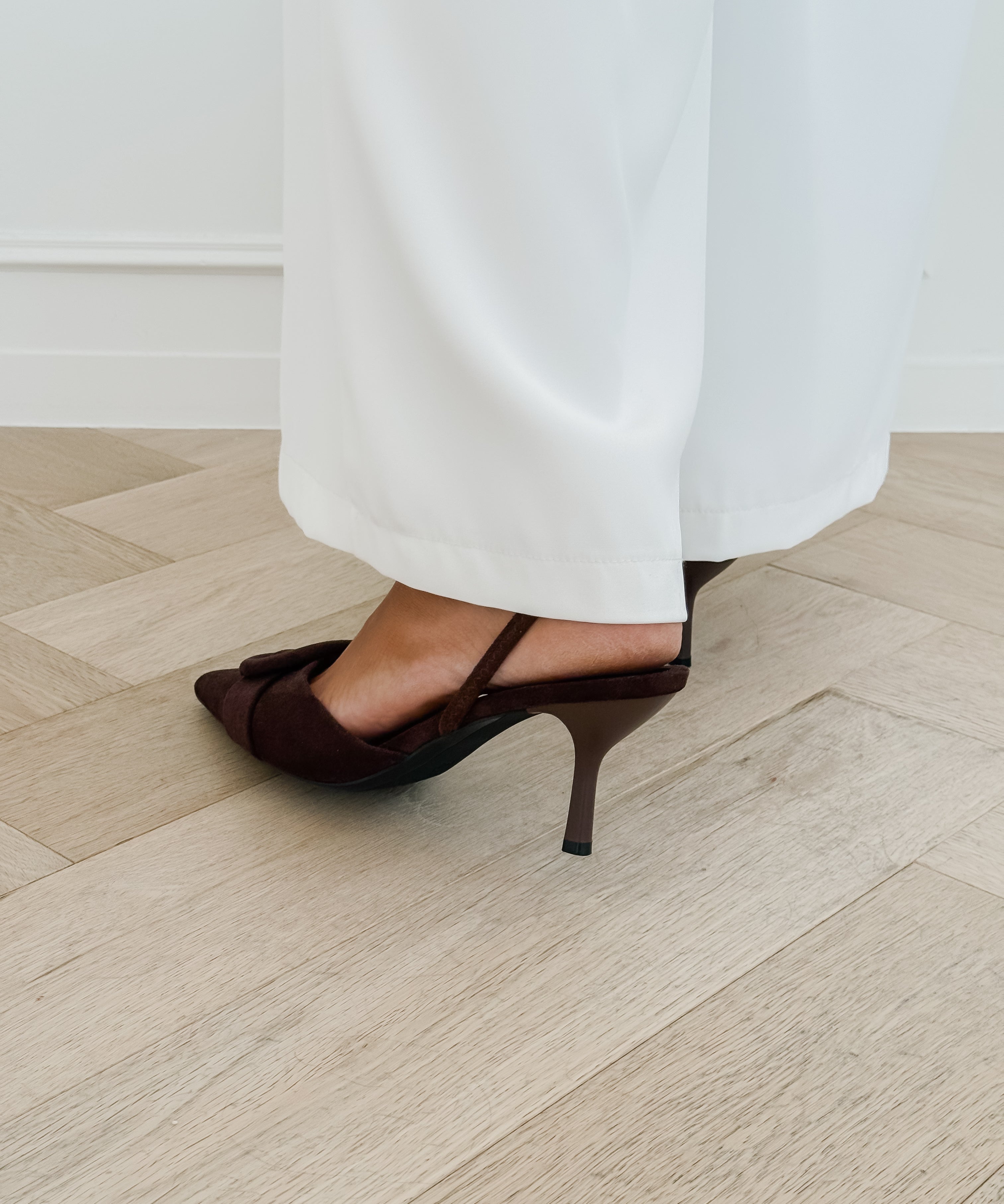 Brown Sarah Suede Buckle Heels
