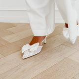 White Lace Bow Lara Heels