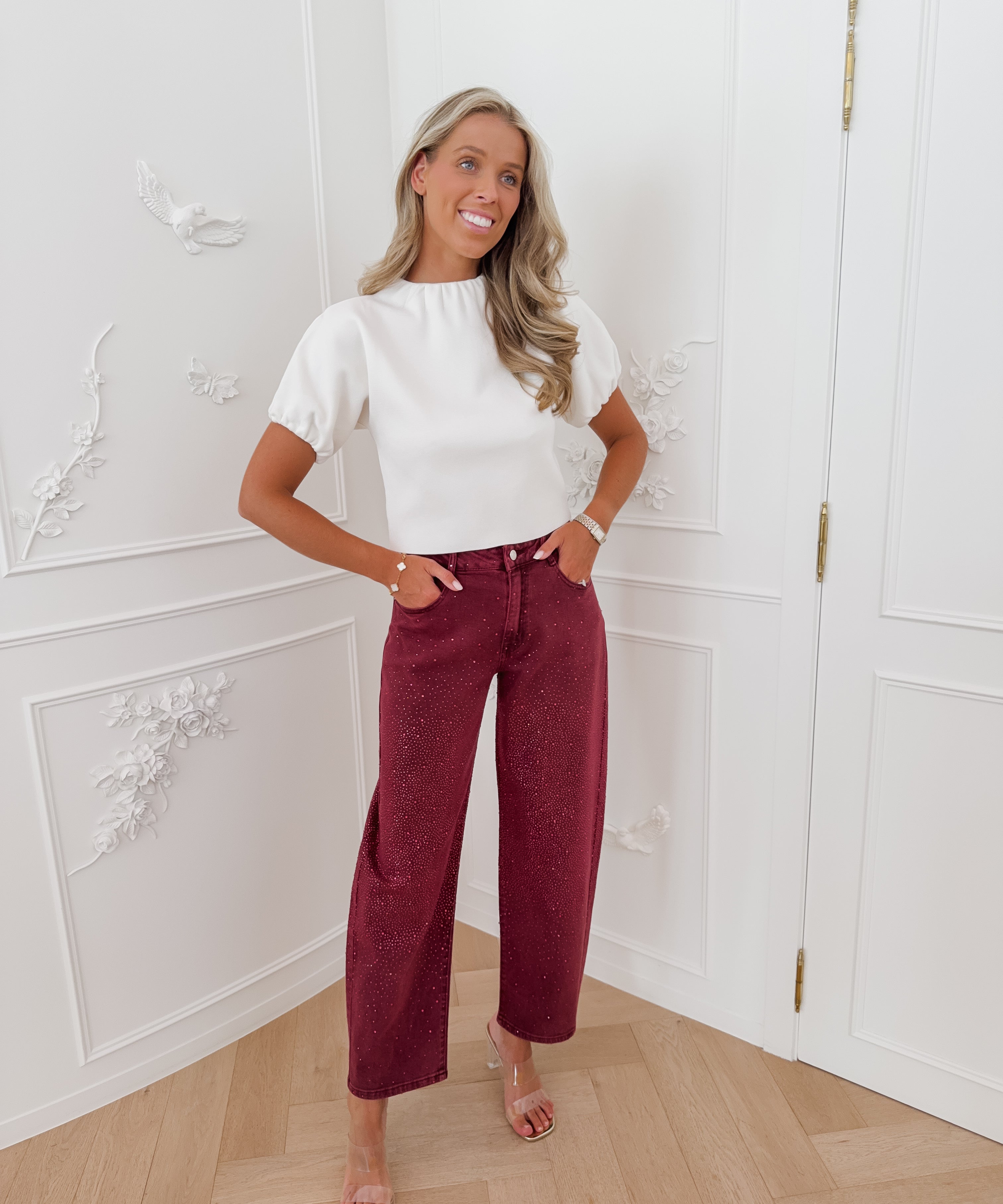 PRE ORDER Burgundy Aleana Diamond Jeans