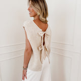 Beige Vichy Bow Sleeveless Gilet