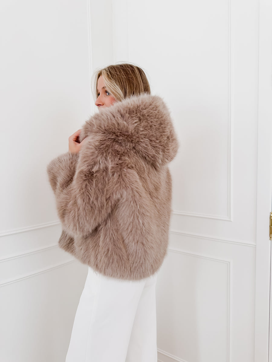 Taupe Addison Faux Fur Jacket
