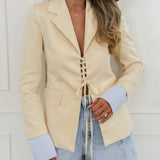 Yellow Gerdiene Striped Detail  Blazer