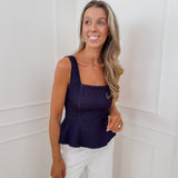 Dark Blue Lusette Back Bow Denim Top