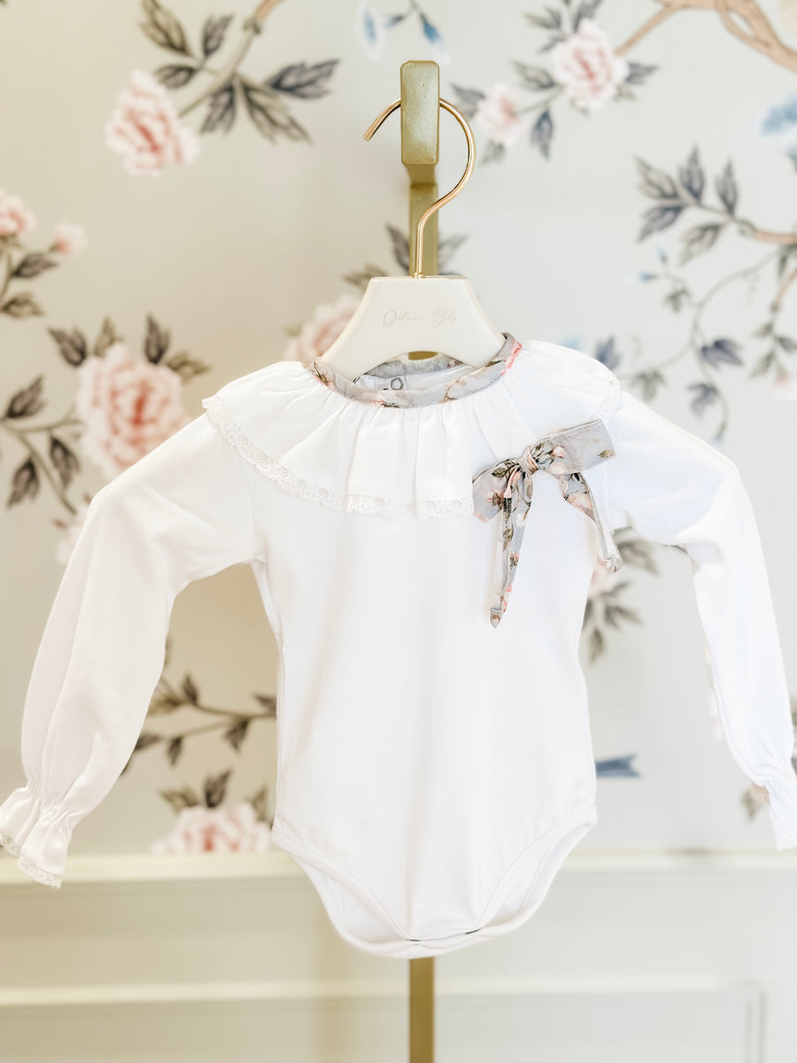 BABY - Cordel Baby Blue Rose Bow Bodysuit