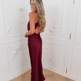 PRE ORDER Bordeaux Satin Lina Dress