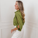 Green Open Sleeve Lavinia Blouse
