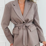 Brown Aiden Belt Blazer