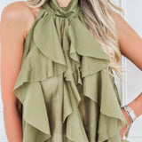 Khaki Frill Top