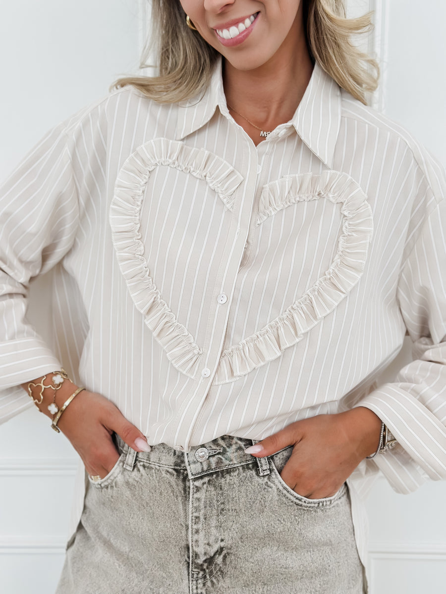 Beige Frill Heart Blouse