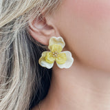 Yellow Tinted Flower Earrings