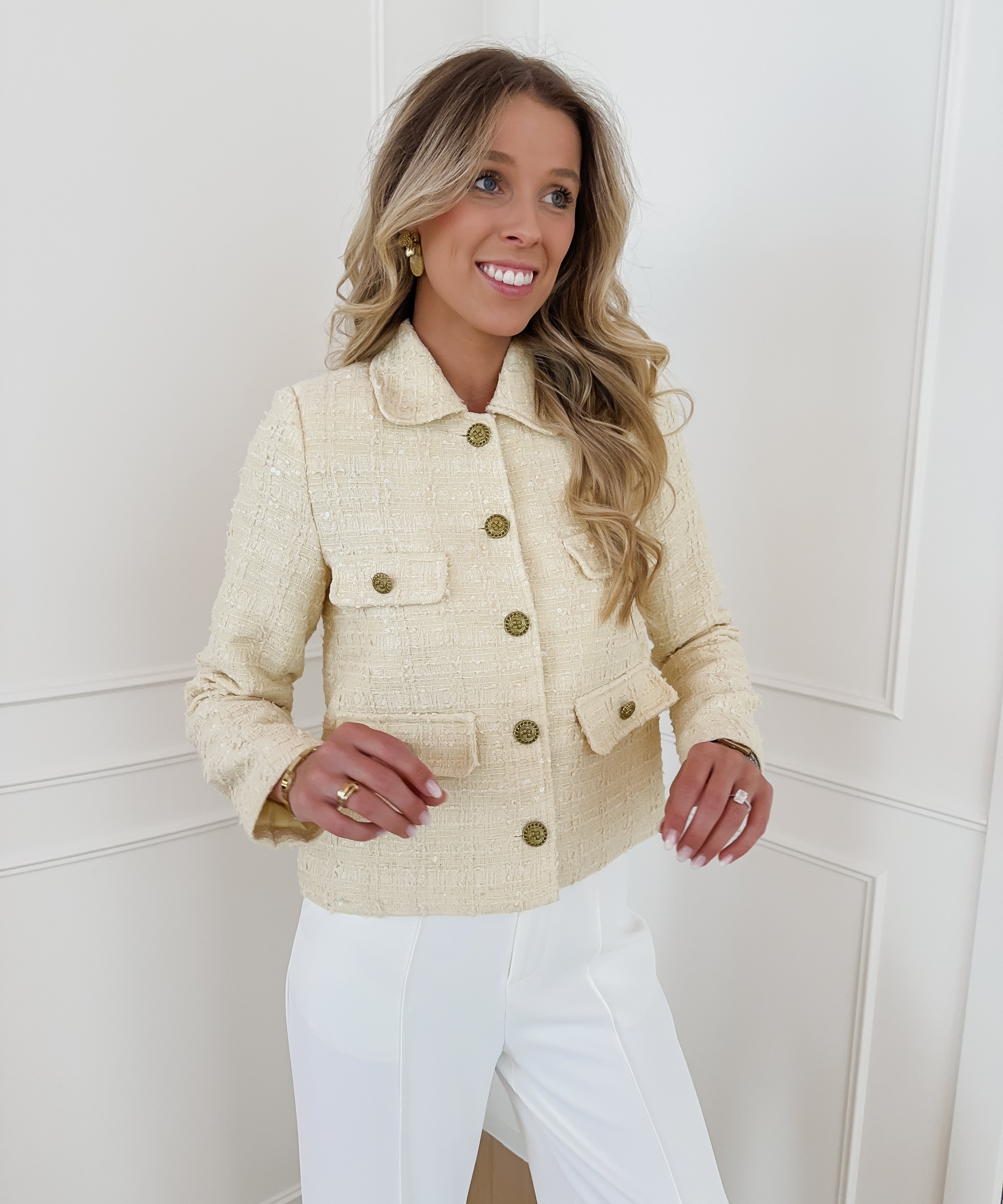 Creamy Yellow Tweed Jacket