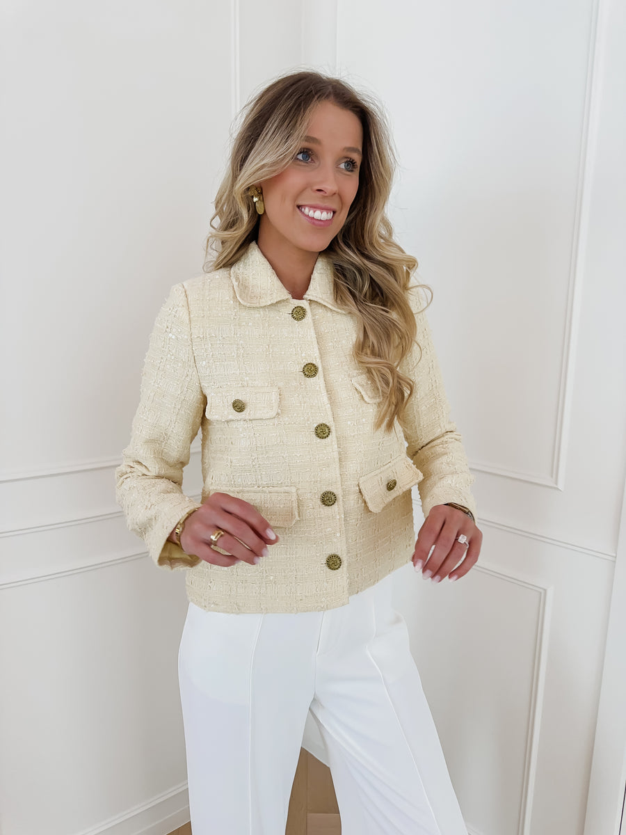 Creamy Yellow Tweed Jacket