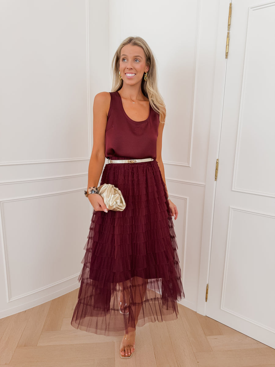 Wine Red Lily Skirt