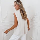 Sand Sleeveless Linen Melinda Blazer